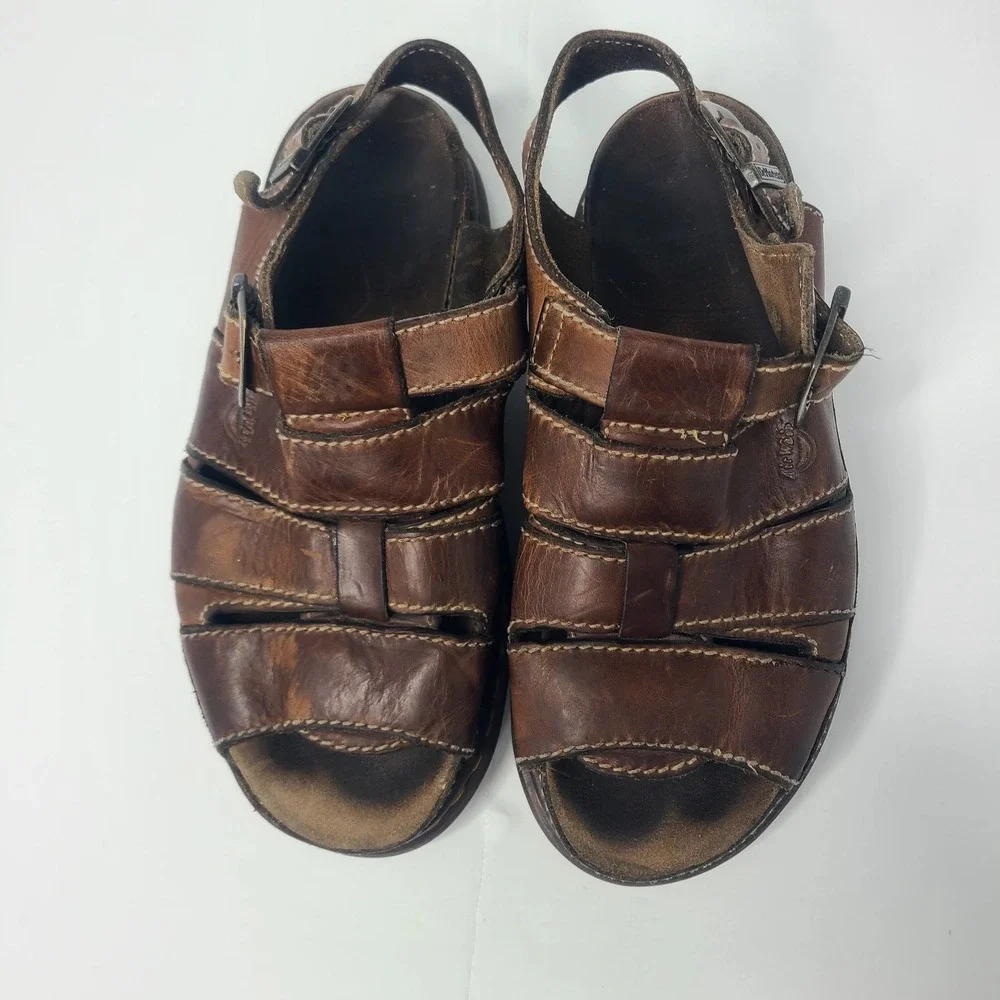 Vtg Y2K Doc Marten Chunky Fisherman Brown Leather Sandals Mens 10 US England